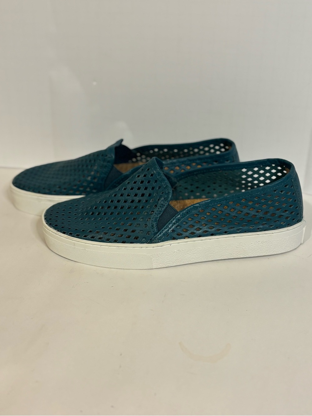 Women’s Teal Perforated Slip-On Sneakers - Comfortable Casual